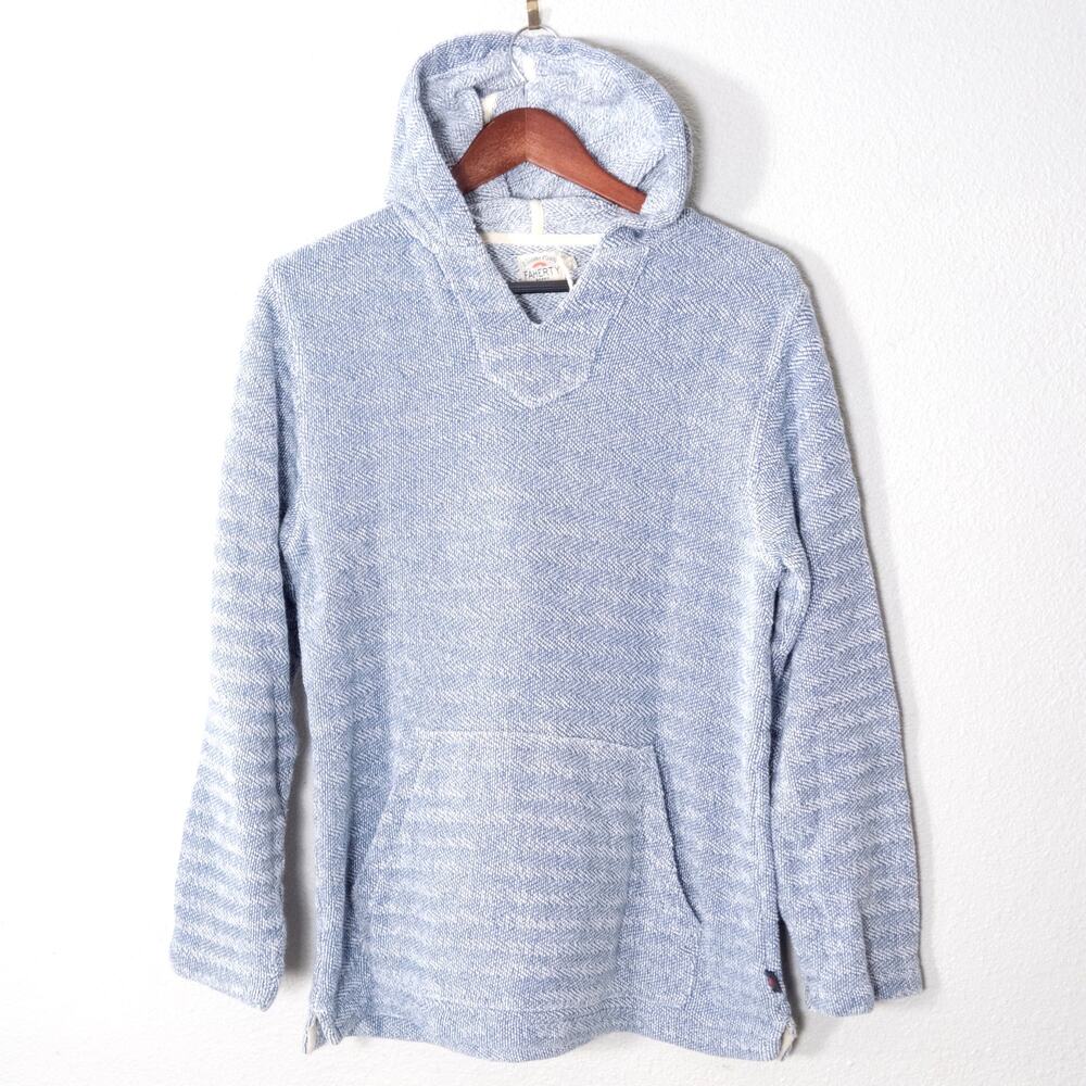 Faherty Hooded Pullover Sweater Size S Blue Coastal Cozy Boho